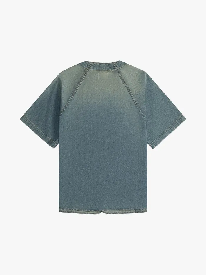 Men Rhude Denim BASEBALL DENIM SHIRT Indigo
