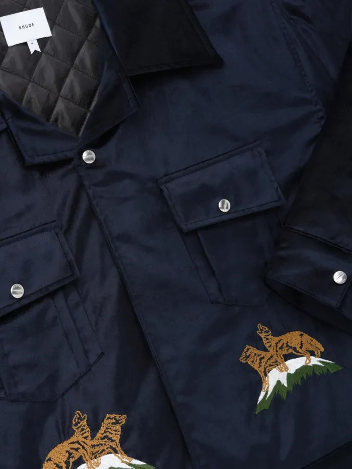 Men Rhude Outerwear WOODLAND HILLS VELVET JACKET Navy Men Rhude Outerwear WOODLAND HILLS VELVET JACKET Navy