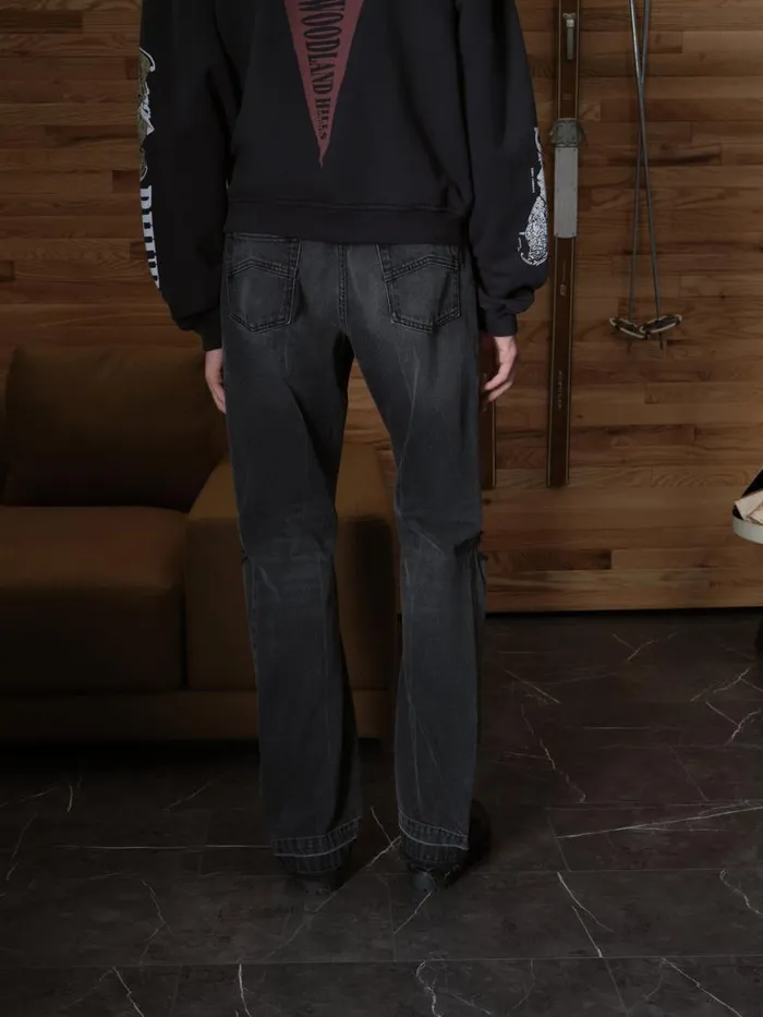 Men Rhude Pants BEACH BUM DENIM Black Men Rhude Pants BEACH BUM DENIM Black
