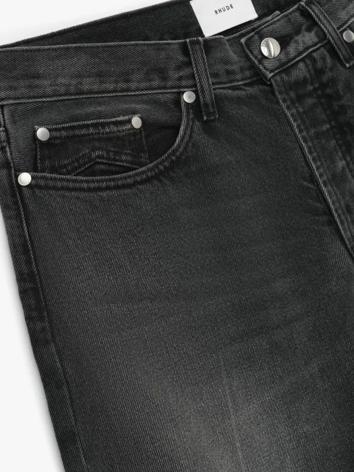 Men Rhude Pants BEACH BUM DENIM Black Men Rhude Pants BEACH BUM DENIM Black