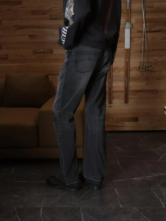 Men Rhude Pants BEACH BUM DENIM Black Men Rhude Pants BEACH BUM DENIM Black
