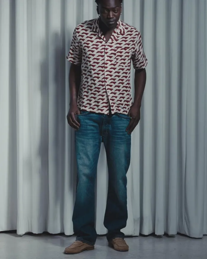 Men Rhude Shirts DOLCE VITA SILK SHIRT Red Creme Men Rhude Shirts DOLCE VITA SILK SHIRT Red Creme