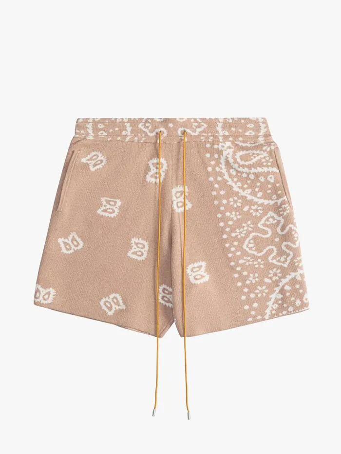 Men Rhude Shorts KNIT BANDANA SHORTS Tancream