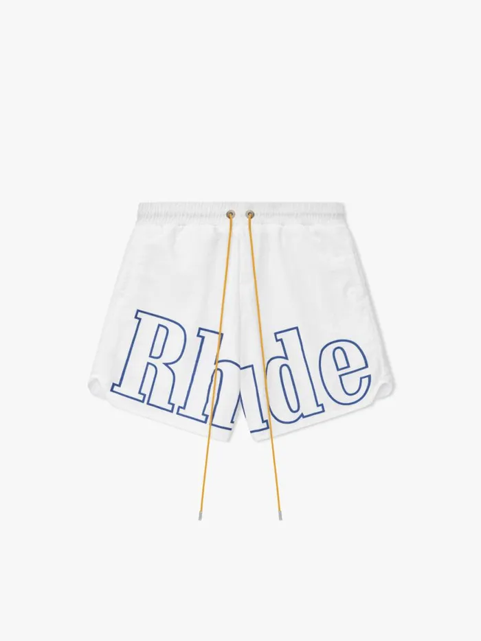 Men Rhude Shorts LOGO TRACK SHORT Whiteblue
