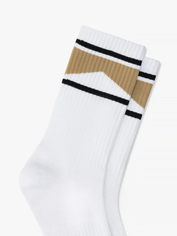 Men Rhude Socks CHEVRON LOGO SOCKS Whiteyellowblack