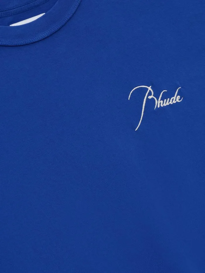 Men Rhude Tees REVERSE TEE Vtg Cobalt Blue Men Rhude Tees REVERSE TEE Vtg Cobalt Blue