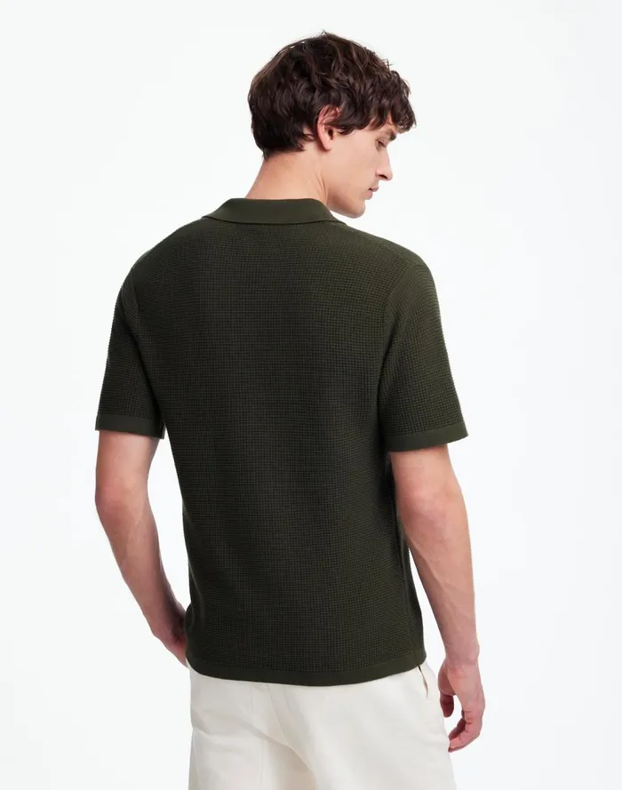 Men Shirts Madewell JohnnyCollar ShortSleeve Sweater Polo Mossy Umber