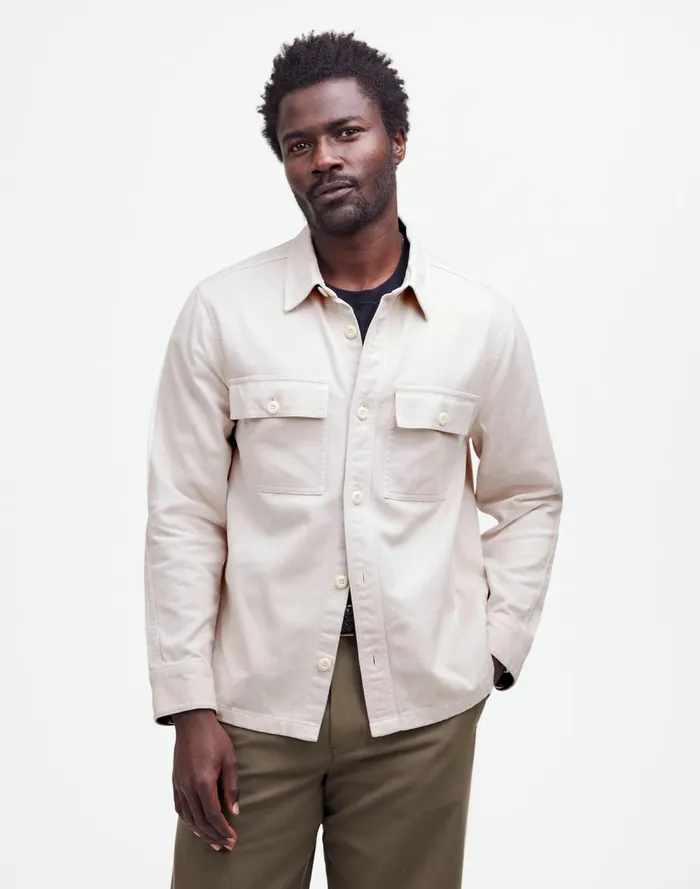 Men Shirts Madewell StraightHem Work Shirt In Garment Dye Vintage Linen