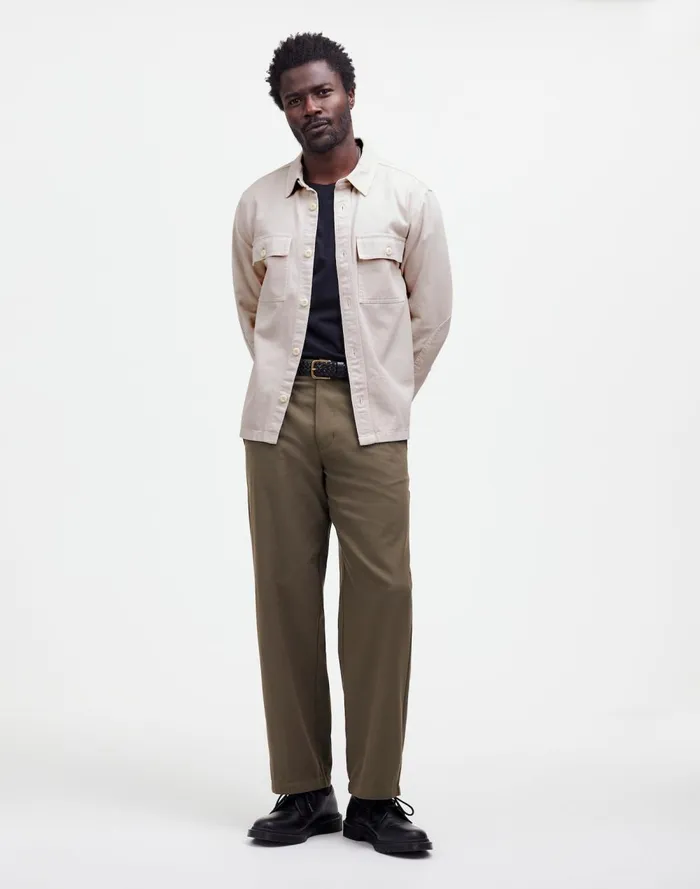 Men Shirts Madewell StraightHem Work Shirt In Garment Dye Vintage Linen