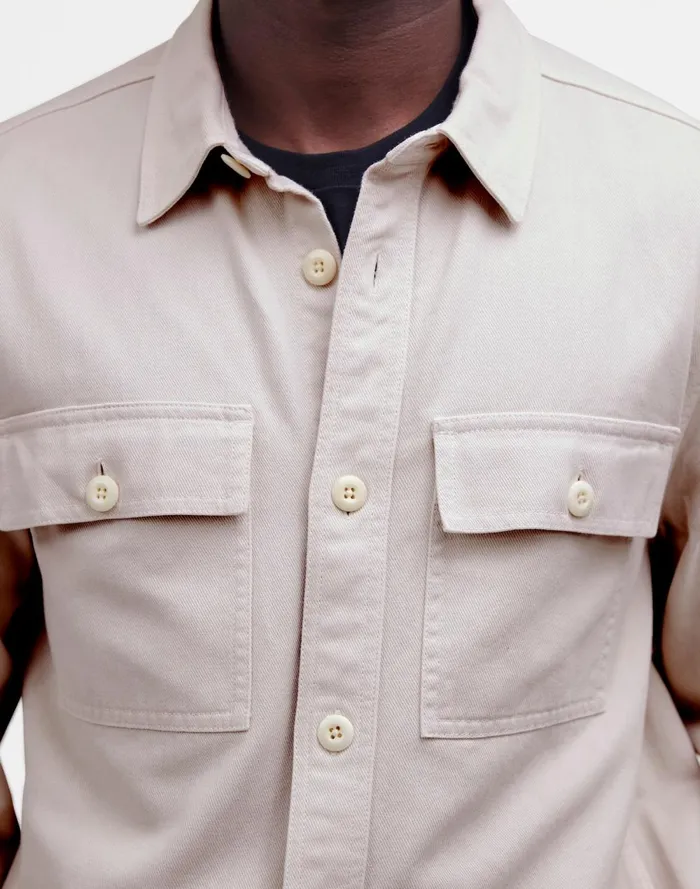 Men Shirts Madewell StraightHem Work Shirt In Garment Dye Vintage Linen