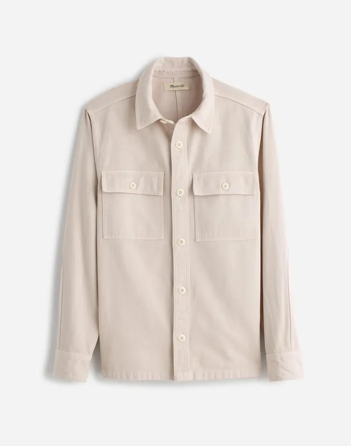 Men Shirts Madewell StraightHem Work Shirt In Garment Dye Vintage Linen