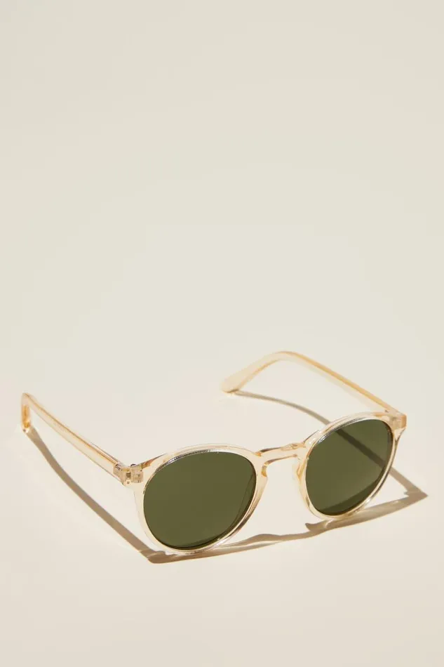 Men Sunglasses Cotton On Lorne Polarized Sunglasses Sand Crystal Green