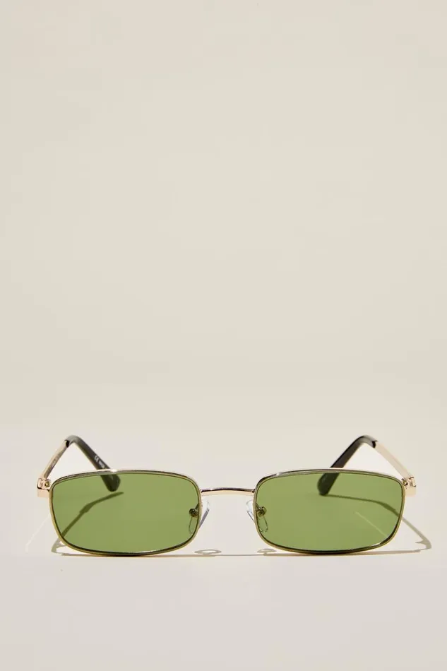 Men Sunglasses Cotton On The Streamline Sunglasses Gold Black Green