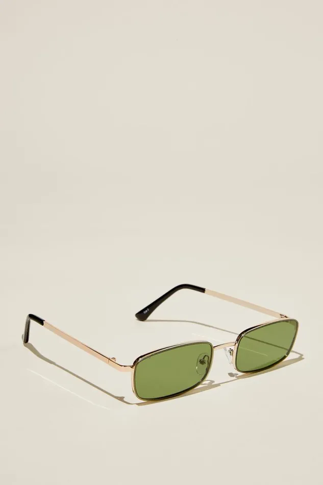 Men Sunglasses Cotton On The Streamline Sunglasses Gold Black Green