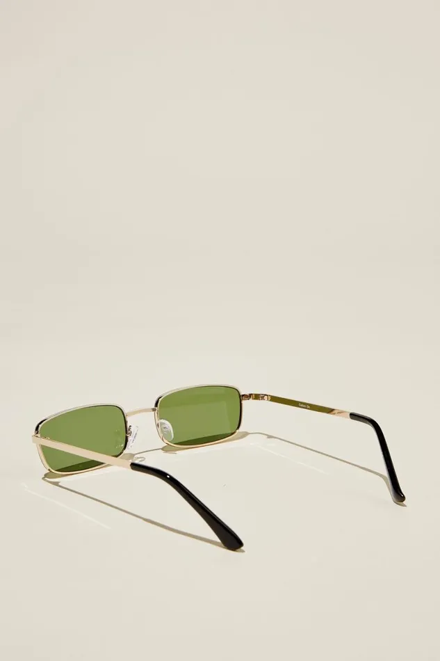 Men Sunglasses Cotton On The Streamline Sunglasses Gold Black Green