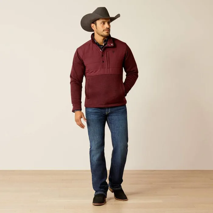 Men Sweatshirts and Hoodies Ariat Caldwell Reinforced Snap Sweater Windsor Wine