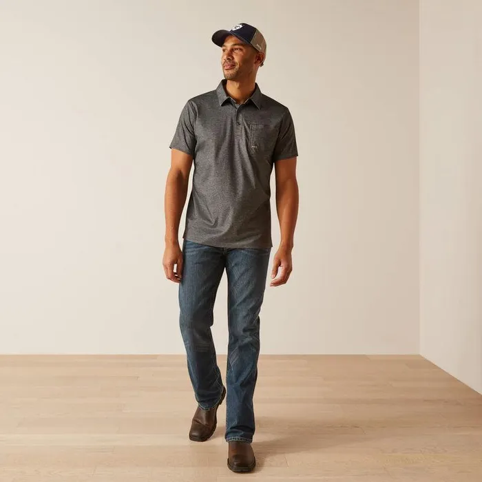 Men TShirts and Polos Ariat Rebar Foreman Polo Charcoal Heather