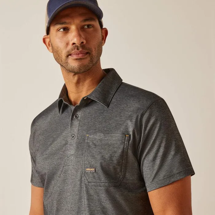 Men TShirts and Polos Ariat Rebar Foreman Polo Charcoal Heather