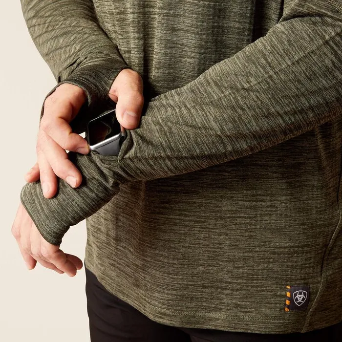 Men TShirts and Polos Ariat Rebar Gridwork Baselayer 14 Zip TShirt Beetle