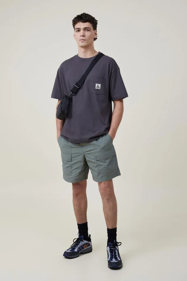Men Tees and Tanks Cotton On Box Fit Pocket TShirt Faded Slatecivic Outerwear