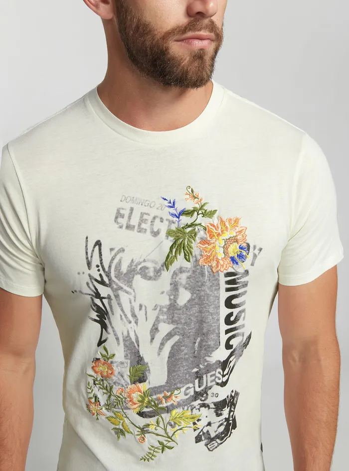 Men Tees and Tanks GUESS Eco White Electric Music Tshirt Men Tees and Tanks GUESS Eco White Electric Music Tshirt