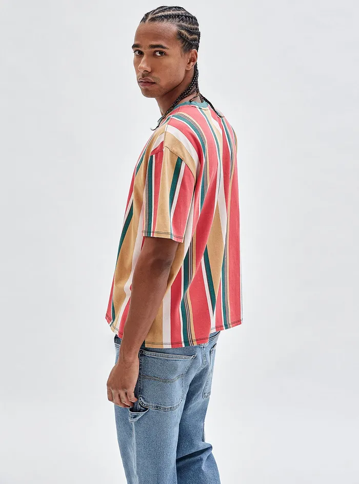 Men Tees and Tanks GUESS Guess Originals Eco Orange Multi Bryson Stripe Tshirt Men Tees and Tanks GUESS Guess Originals Eco Orange Multi Bryson Stripe Tshirt