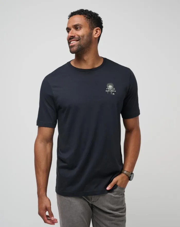Men Tees TravisMathew ALL DAY RAIN TEE Black Men Tees TravisMathew ALL DAY RAIN TEE Black