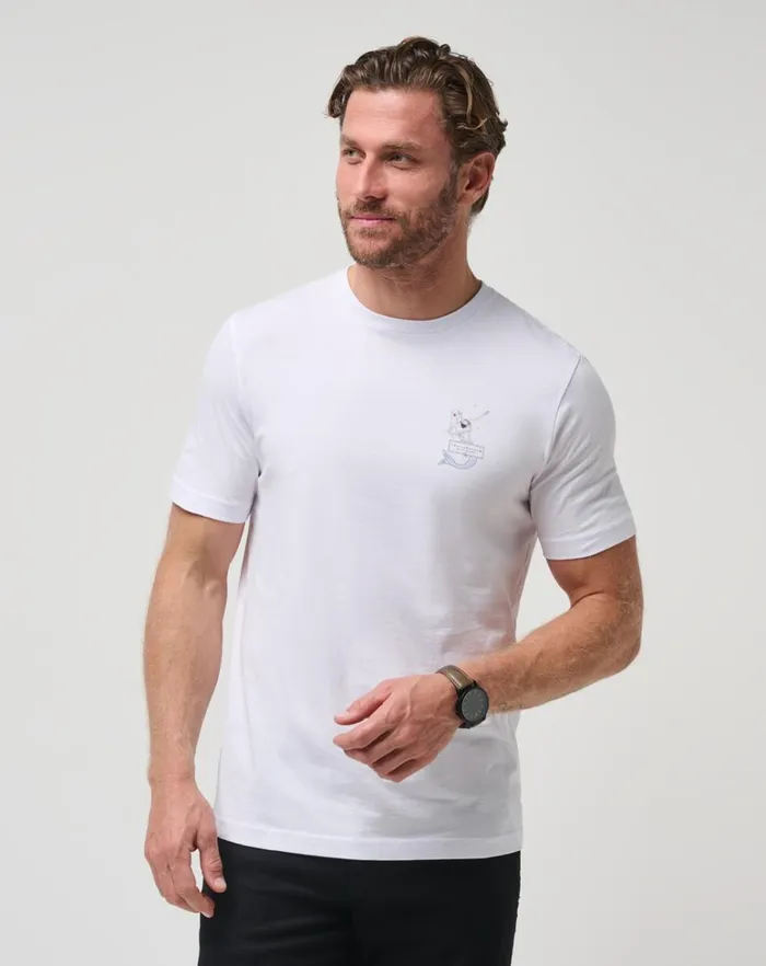 Men Tees TravisMathew SUMMER TO REMEMBER TEE White Men Tees TravisMathew SUMMER TO REMEMBER TEE White