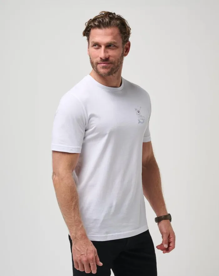 Men Tees TravisMathew SUMMER TO REMEMBER TEE White Men Tees TravisMathew SUMMER TO REMEMBER TEE White