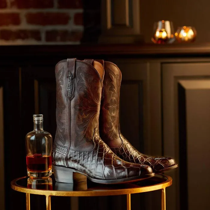 Men Western Boots Ariat Bench Made James Western Boot Hickory American Alligator Men Western Boots Ariat Bench Made James Western Boot Hickory American Alligator