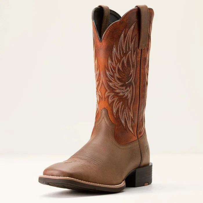 Men Western Boots Ariat Sport Rider Cowboy Boot Vintage Oakrustic Orange