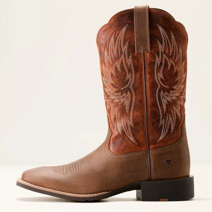 Men Western Boots Ariat Sport Rider Cowboy Boot Vintage Oakrustic Orange