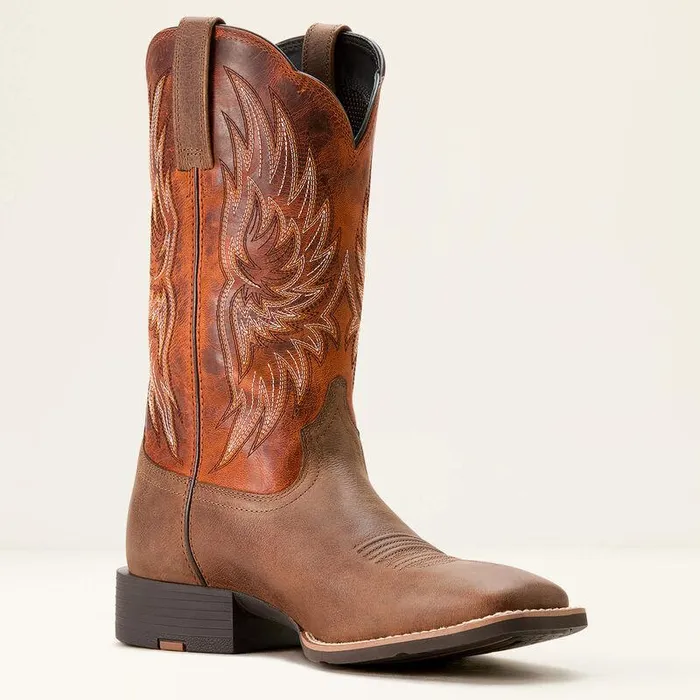 Men Western Boots Ariat Sport Rider Cowboy Boot Vintage Oakrustic Orange