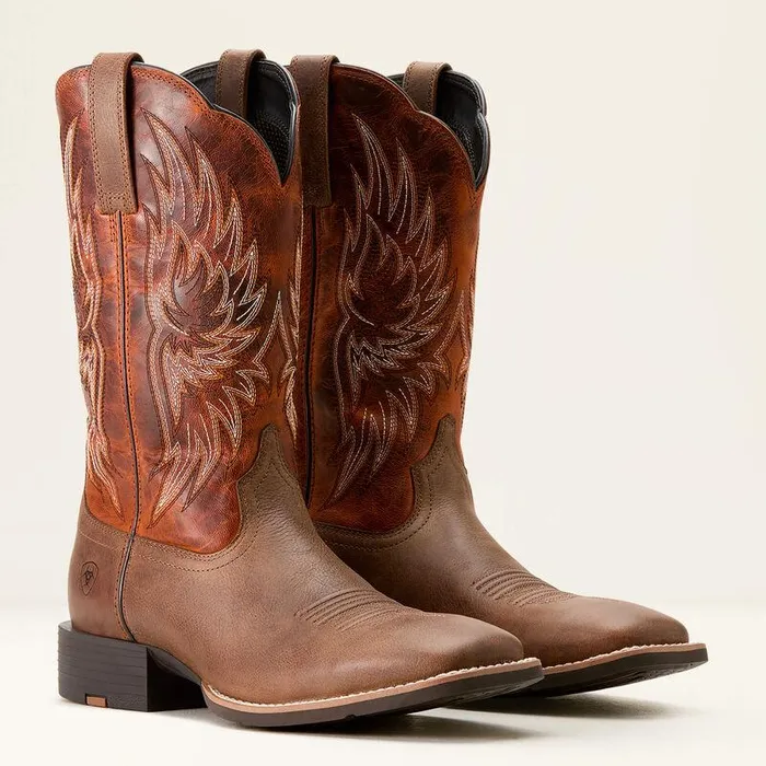 Men Western Boots Ariat Sport Rider Cowboy Boot Vintage Oakrustic Orange