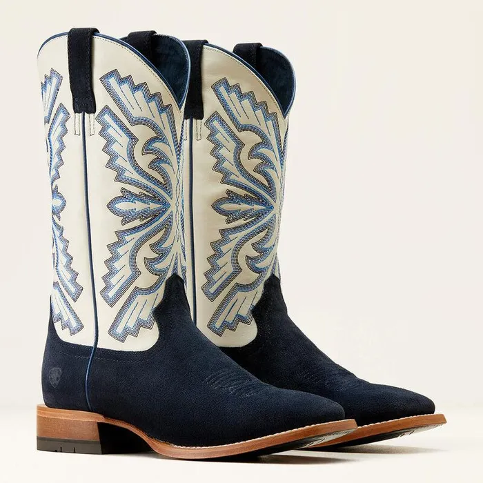 Men Western Boots Ariat Sting Cowboy Boot Indigo Roughoutblanco Men Western Boots Ariat Sting Cowboy Boot Indigo Roughoutblanco