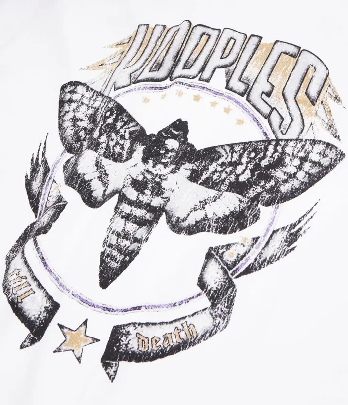 Men White Tshirt With Skull Butterfly Serigraphy THE KOOPLES Tshirts