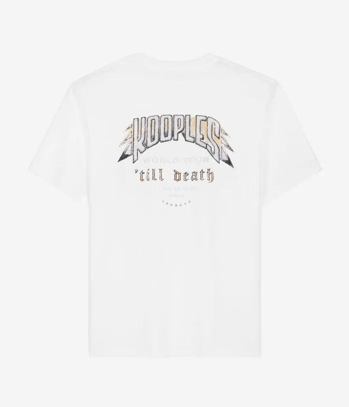 Men White Tshirt With Skull Butterfly Serigraphy THE KOOPLES Tshirts