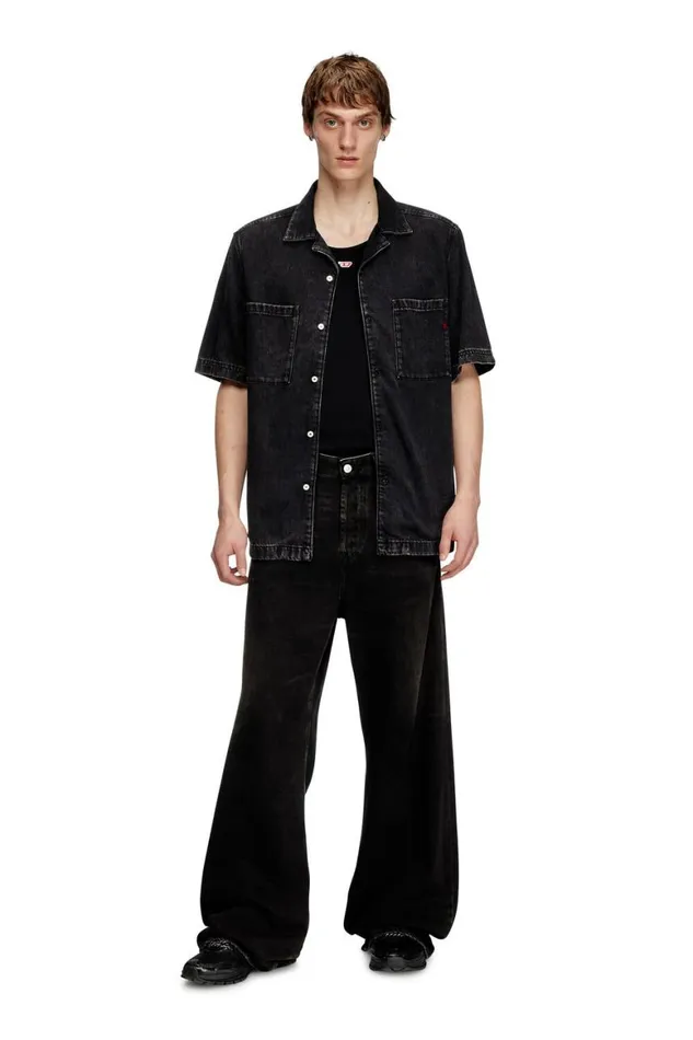 MenWomen Diesel Shirts DPAROSHORT Black