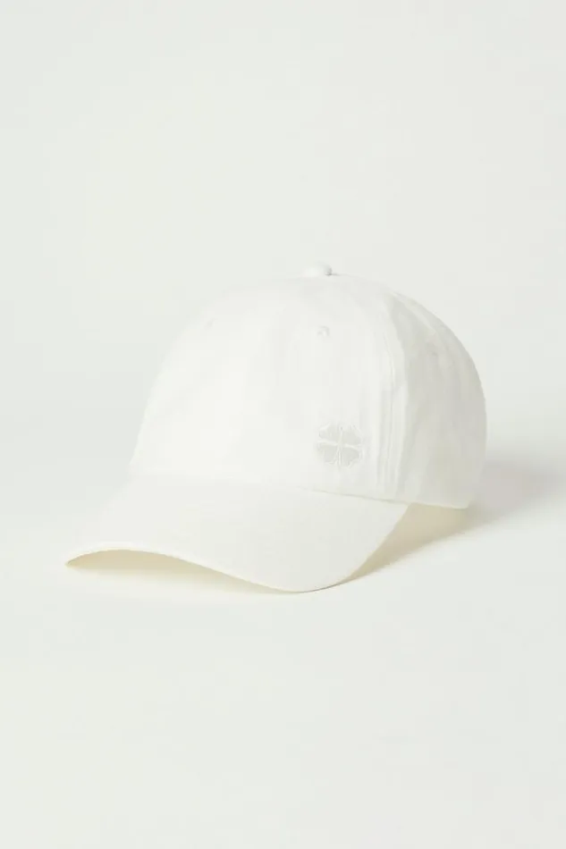 MenWomen Lucky Brand Hats Lucky Clover Embroidered Baseball Hat White