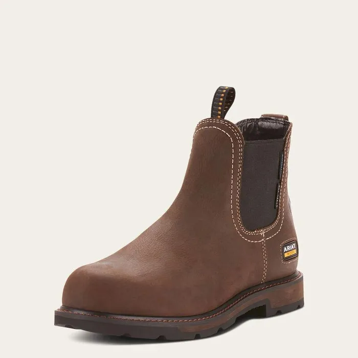 Men Work Boots Ariat Groundbreaker Chelsea Waterproof Steel Toe Work Boot Dark Brown