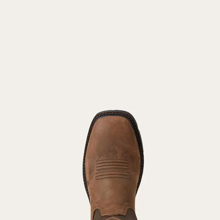 Men Work Boots Ariat Groundbreaker Wide Square Toe Waterproof Steel Toe Work Boot Palm Brown