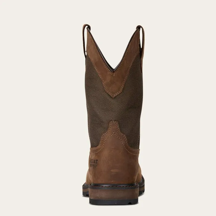 Men Work Boots Ariat Groundbreaker Wide Square Toe Waterproof Steel Toe Work Boot Palm Brown