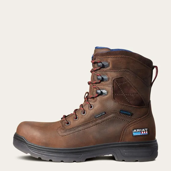 Men Work Boots Ariat Turbo 8quot USA Assembled Waterproof Carbon Toe Work Boot Rich Brown