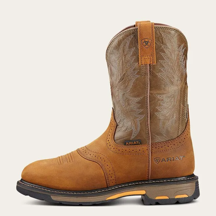 Men Work Boots Ariat WorkHog Pullon Work Boot Aged Bark Men Work Boots Ariat WorkHog Pullon Work Boot Aged Bark