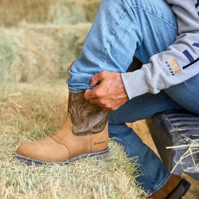 Men Work Boots Ariat WorkHog Pullon Work Boot Aged Bark Men Work Boots Ariat WorkHog Pullon Work Boot Aged Bark