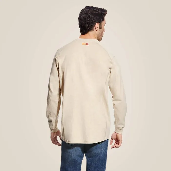 Men Workwear Ariat FR Air Henley Sand Heather Men Workwear Ariat FR Air Henley Sand Heather