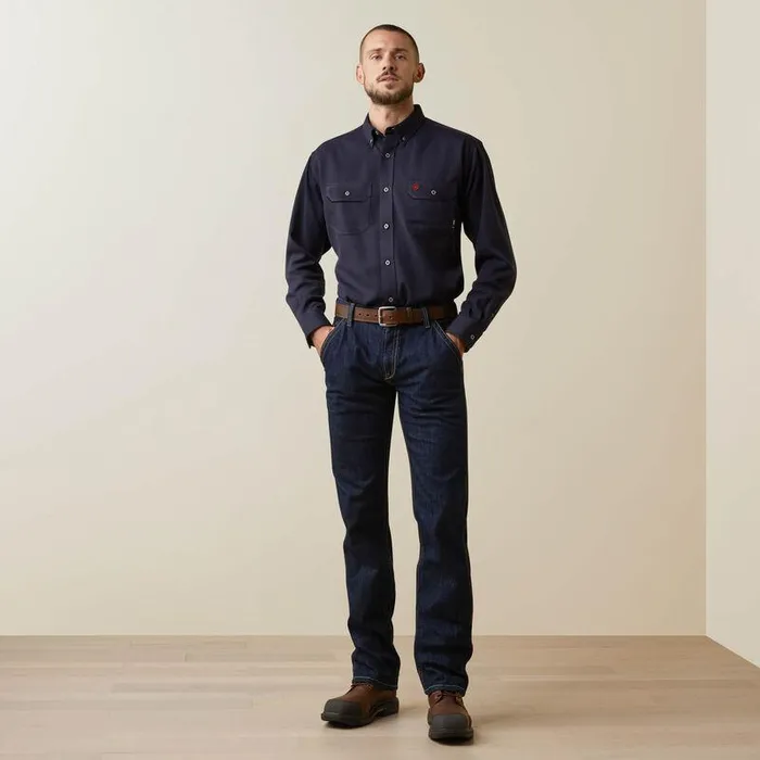 Men Workwear Ariat FR Air Inherent Work Shirt Navy Heather Men Workwear Ariat FR Air Inherent Work Shirt Navy Heather