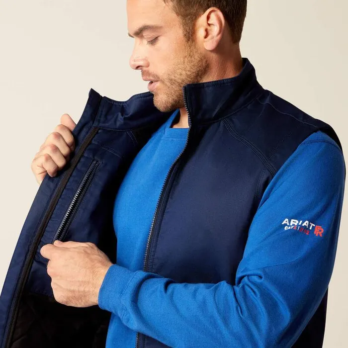 Men Workwear Ariat FR Basic Insulated Vest Navy Men Workwear Ariat FR Basic Insulated Vest Navy