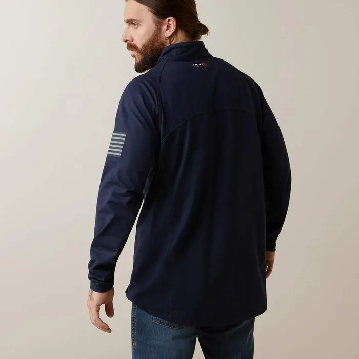 Men Workwear Ariat FR Combat Stretch Patriot 14 Zip Work Shirt Navy