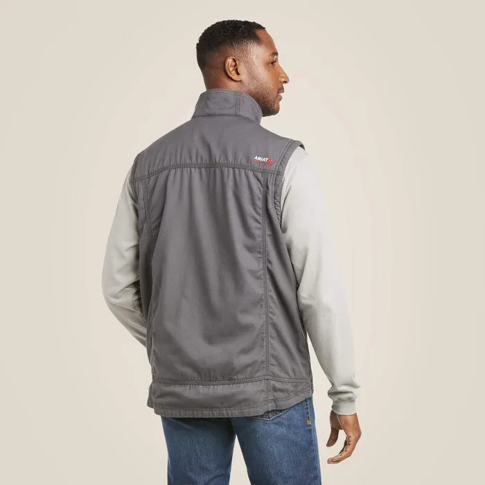 Men Workwear Ariat FR DuraLight Cordura Canvas Vest Iron Grey Men Workwear Ariat FR DuraLight Cordura Canvas Vest Iron Grey
